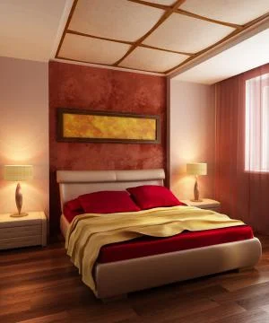 Modern style bedroom interior 3d Stock Illustration