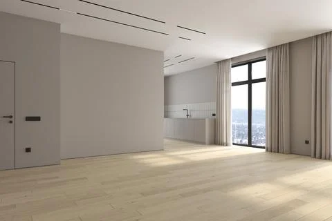 Modern style conceptual interior empty room 3d illustration Stock Illustration