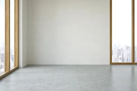 Modern style conceptual interior empty room 3d illustration Stock Photos