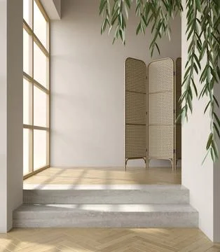 Modern style conceptual interior empty room 3d illustration Stock Photos