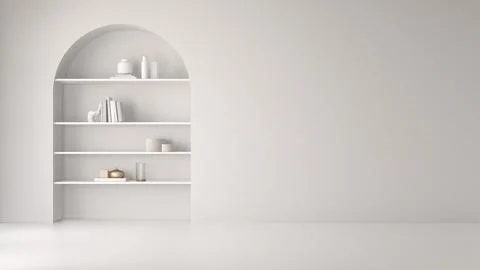 Modern style conceptual interior empty room 3d illustration Stock Photos