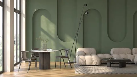 Modern style conceptual interior room 3d illustration Stock Illustration