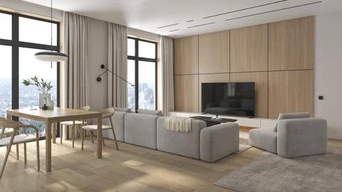 Modern style conceptual interior room 3d illustration Stock Illustration