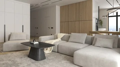 Modern style conceptual interior room 3d illustration イラスト素材