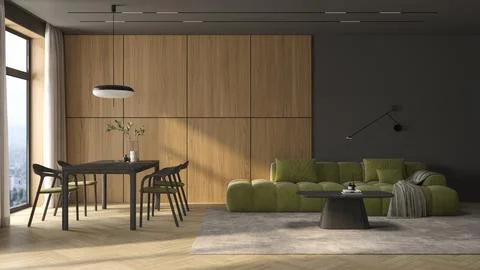 Modern style conceptual interior room 3d illustration Stock Illustration