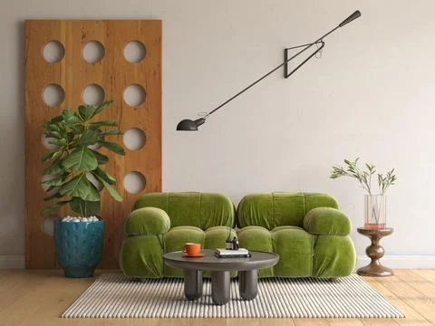 Modern style conceptual interior room 3d illustration Stock Illustration