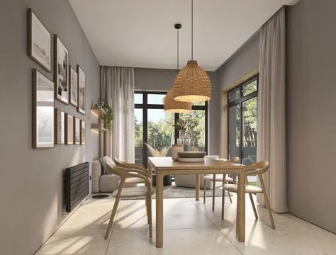 Modern style conceptual interior room veranda 3d illustration Stock Illustration