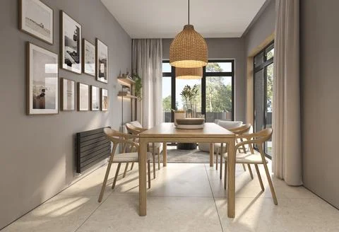 Modern style conceptual interior room veranda 3d illustration Ilustración de archivo