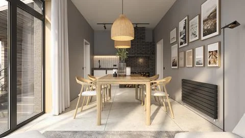 Modern style conceptual interior room veranda 3d illustration Ilustración de archivo