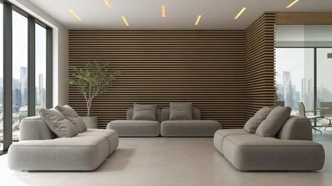 Modern style conceptual reception interior room 3d illustration Stock Illustration