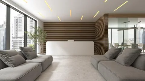 Modern style conceptual reception interior room 3d illustration Stock Illustration