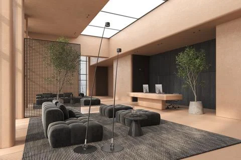 Modern style conceptual reception interior room 3d illustration Stock Illustration