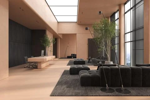 Modern style conceptual reception interior room 3d illustration Stock Illustration