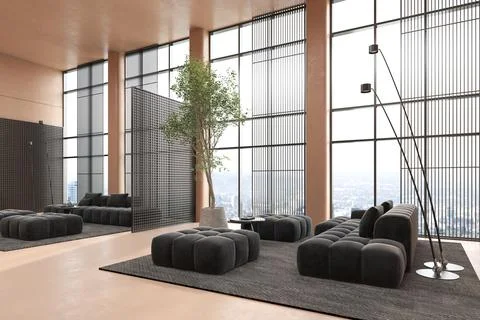 Modern style conceptual reception interior room 3d illustration Stock Illustration
