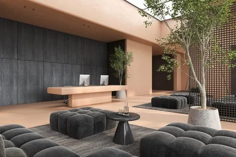 Modern style conceptual reception interior room 3d illustration Stock Illustration