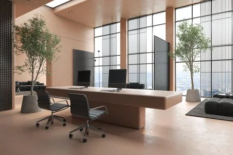 Modern style conceptual reception interior room 3d illustration Stock Illustration