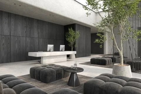 Modern style conceptual reception interior room 3d illustration Stock Illustration