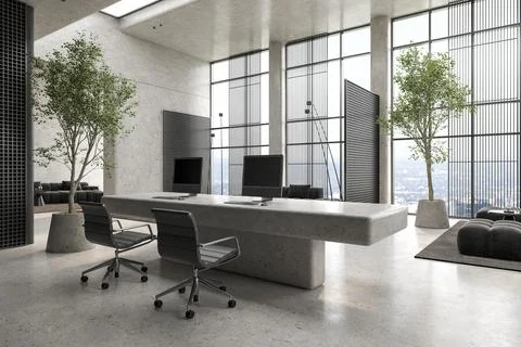 Modern style conceptual reception interior room 3d illustration Stock Illustration