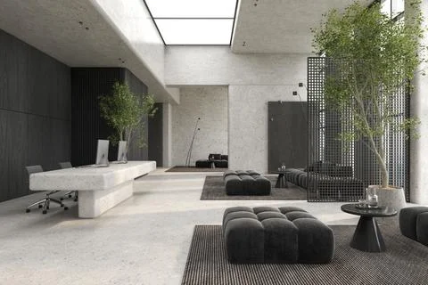Modern style conceptual reception interior room 3d illustration Stock Illustration
