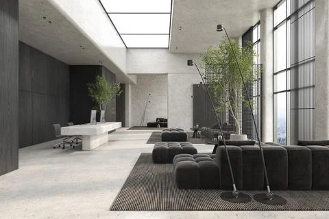 Modern style conceptual reception interior room 3d illustration Stock Illustration
