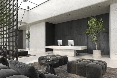Modern style conceptual reception interior room 3d illustration Stock Illustration