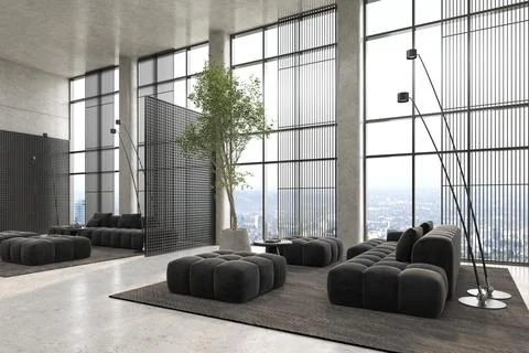 Modern style conceptual reception interior room 3d illustration 库存插图
