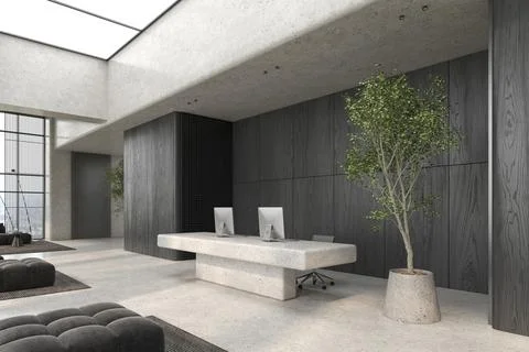 Modern style conceptual reception interior room 3d illustration Stock Illustration