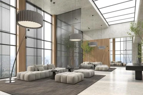 Modern style conceptual reception interior room 3d illustration Stock Illustration