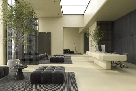 Modern style conceptual reception interior room 3d illustration Stock Illustration