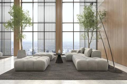 Modern style conceptual reception interior room 3d illustration Stock Illustration