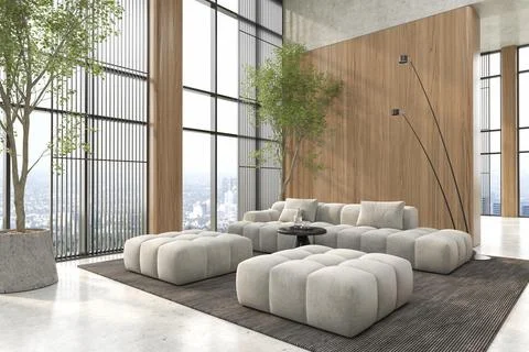 Modern style conceptual reception interior room 3d illustration Stock Illustration
