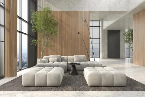 Modern style conceptual reception interior room 3d illustration Ilustración de archivo