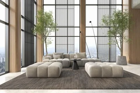 Modern style conceptual reception interior room 3d illustration Stock Illustration