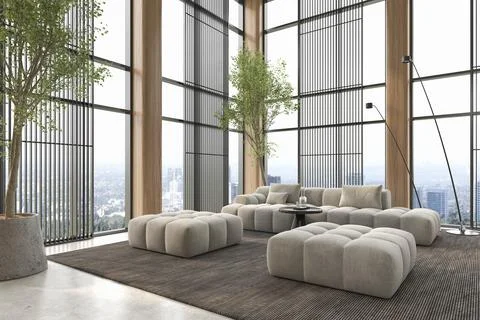 Modern style conceptual reception interior room 3d illustration Stock Illustration
