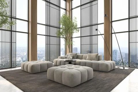 Modern style conceptual reception interior room 3d illustration Stock Illustration