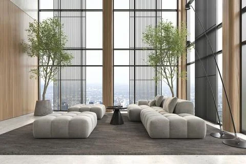 Modern style conceptual reception interior room 3d illustration Stock Illustration