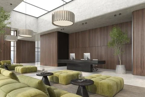Modern style conceptual reception interior room 3d illustration Stock Illustration
