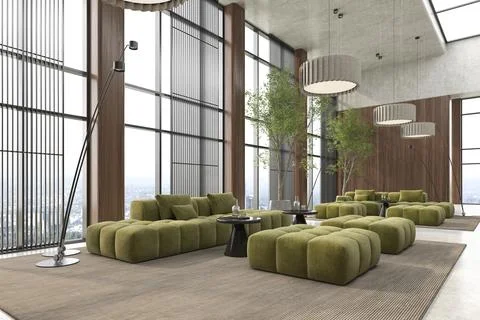 Modern style conceptual reception interior room 3d illustration Stock Illustration