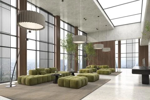 Modern style conceptual reception interior room 3d illustration Stock Illustration