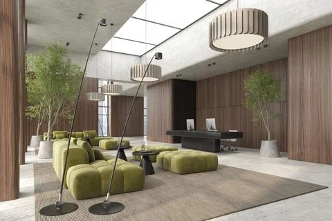 Modern style conceptual reception interior room 3d illustration Stock Illustration