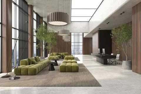 Modern style conceptual reception interior room 3d illustration Stock Illustration