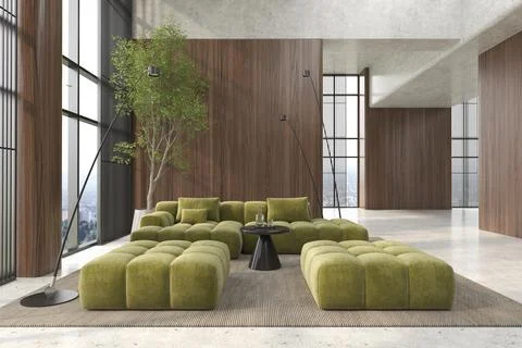 Modern style conceptual reception interior room 3d illustration Stock Illustration