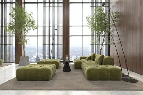 Modern style conceptual reception interior room 3d illustration Stock Illustration