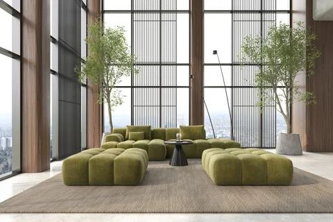 Modern style conceptual reception interior room 3d illustration Stock Illustration