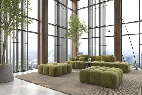 Modern style conceptual reception interior room 3d illustration Stock Illustration