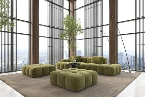 Modern style conceptual reception interior room 3d illustration Stock Illustration