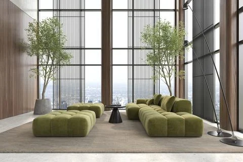 Modern style conceptual reception interior room 3d illustration Stock Illustration