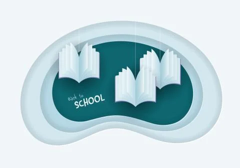 Modern style cutted 3d layout with origami books and text back to school Stock Illustration