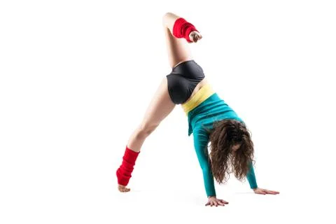 Modern style dancer  posing on grey background Stock Photos