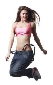 Modern style dancer posing on studio background Stock Photos